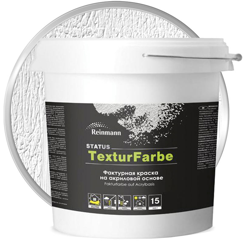 Краска фактурная акриловая «REINMANN Status TexturFarbe Белая матовая»15 л