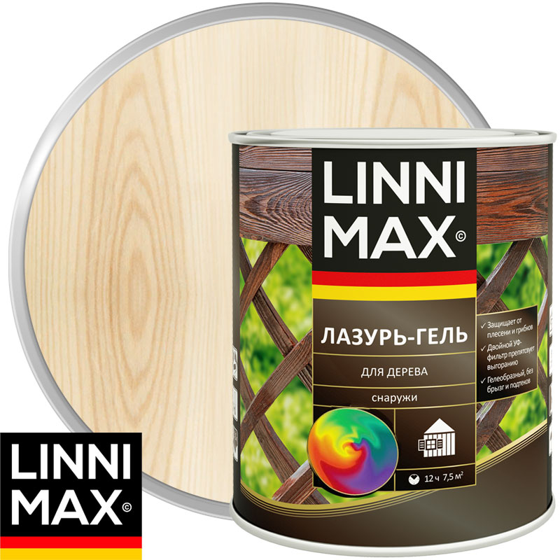 Антисептик лессирующий для дерева «LINNIMAX Лазурь-гель» Бесцветный Шелковисто-матовый 0,75 л