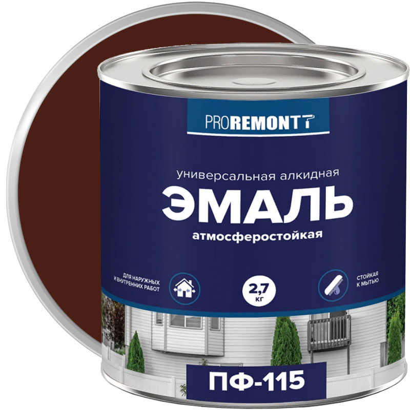 Эмаль ПФ-115 PROREMONTT Коричневая глянцевая 2,7 кг