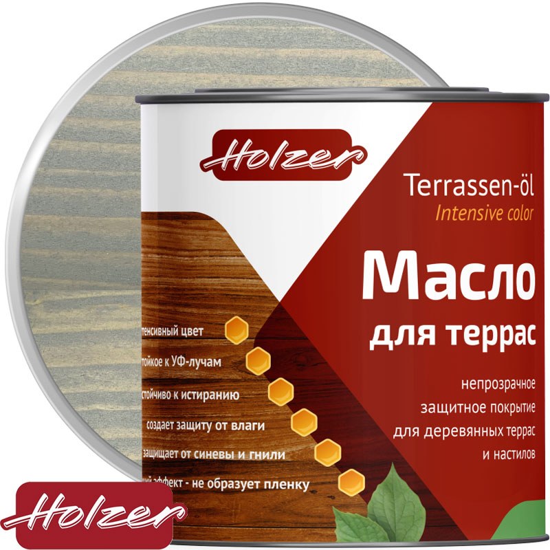Масло для террас «Holzer TERRASSEN OL INTENSIVE COLOR» Серый лен 2,5 л