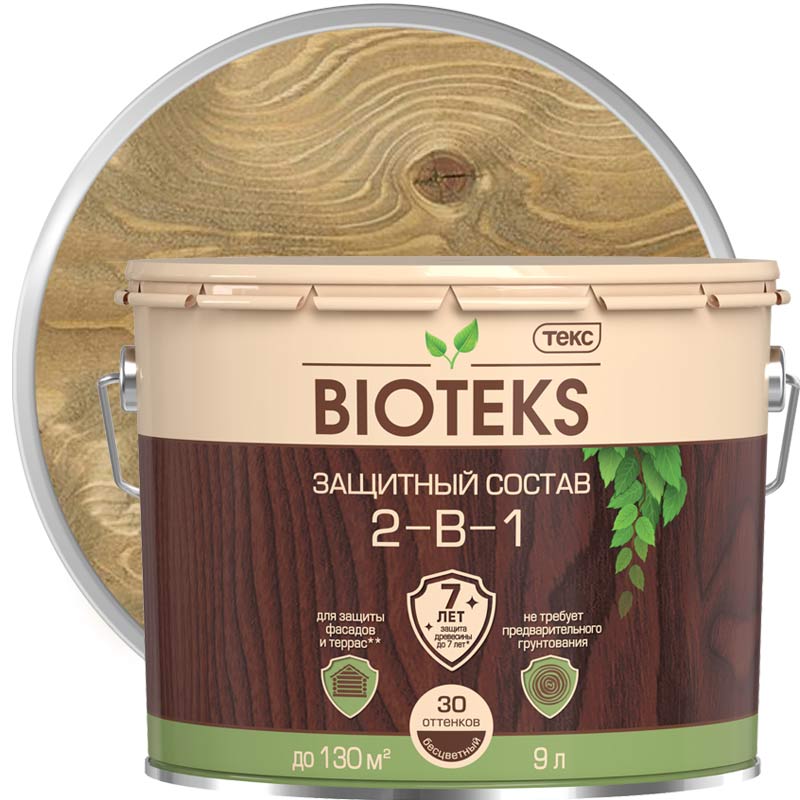 Антисептик декоративный для дерева «ТЕКС Bioteks 2 в 1 Дуб» 9 л
