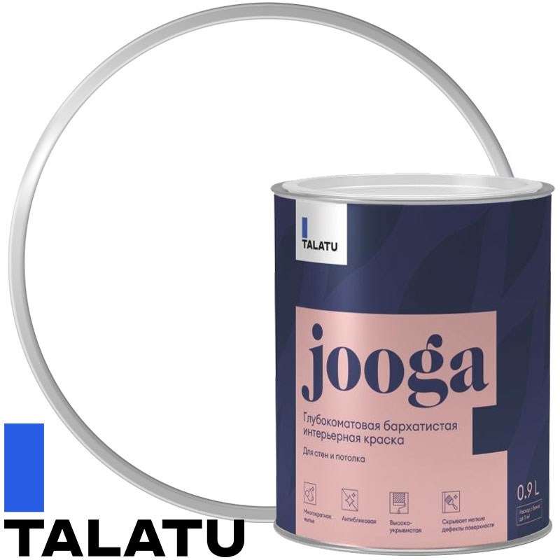 Краска интерьерная «TALATU JOOGA» Белая База A глубокоматовая бархатистая 0,9 л