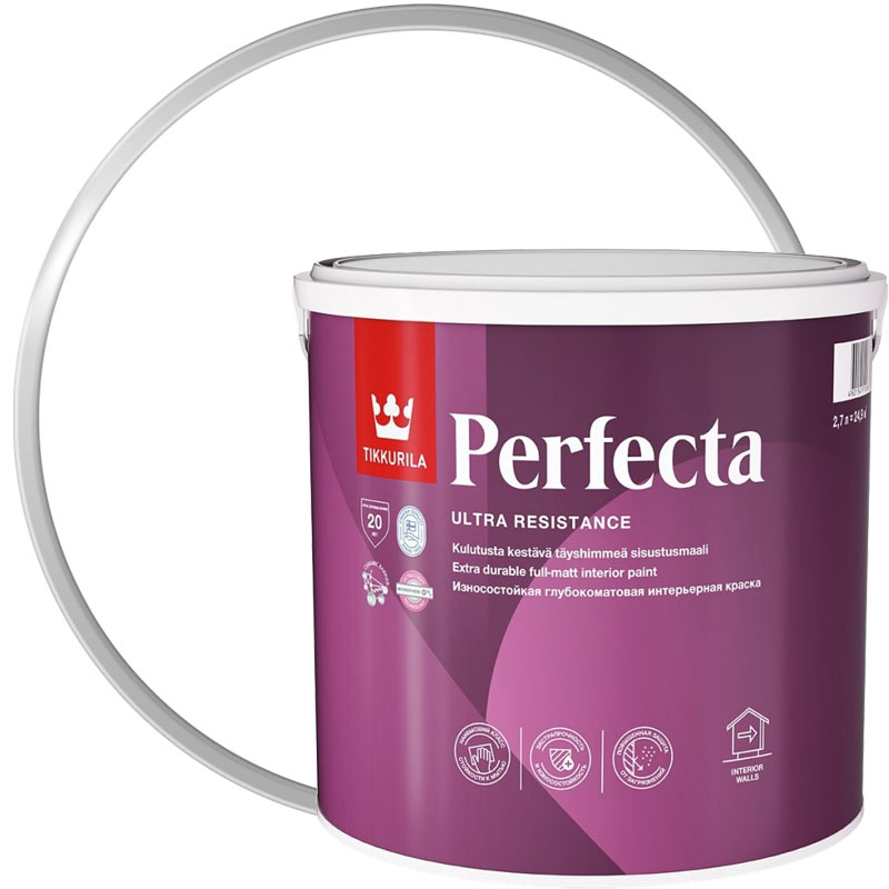 Краска интерьерная «TIKKURILA Perfecta Белая глубокоматовая База А» 2,7 л
