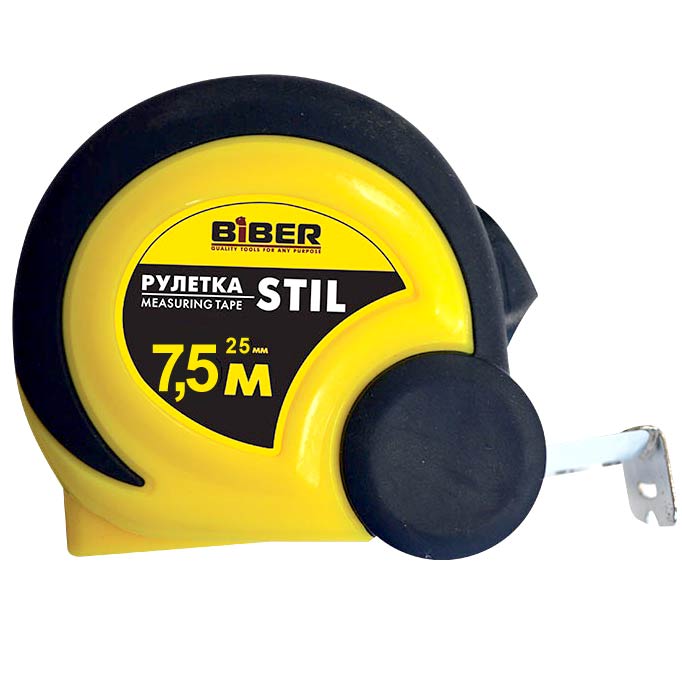 Рулетка с фиксатором BIBER Stil 7,5 м x 25 мм