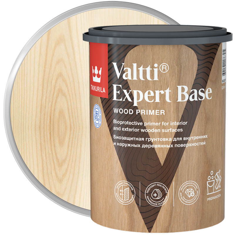 Антисептик грунтовочный для дерева «TIKKURILA Valtti Expert Base  Бесцветный» 0,9 л