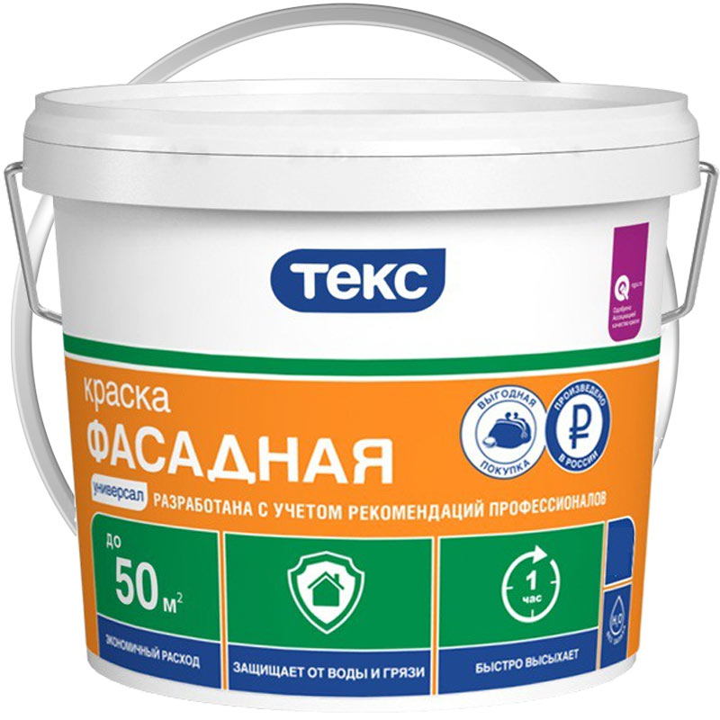 Краска фасадная акрилатная «ТЕКС Универсал Белая глубокоматовая База A» 25 кг