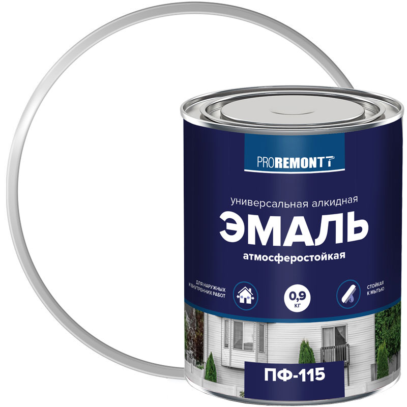 Эмаль ПФ-115 PROREMONTT Белая глянцевая 0,9 кг