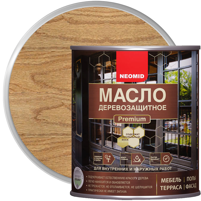 Масло деревозащитное с натуральным воском «NEOMID Premium Oil Тик» 2 л