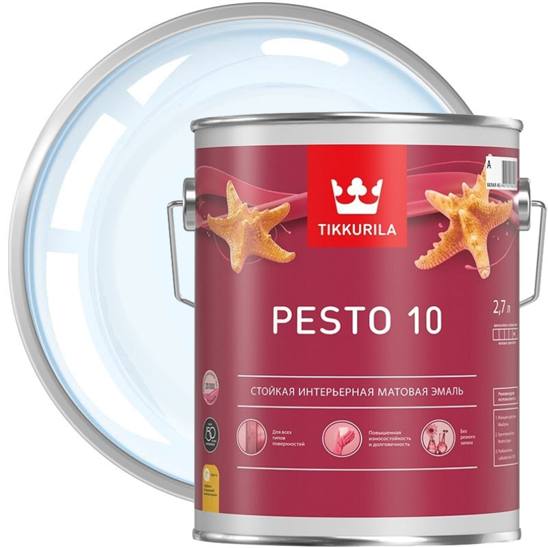 Эмаль универсальная TIKKURILA Pesto 10 Бесцветная матовая База С 2,7 л