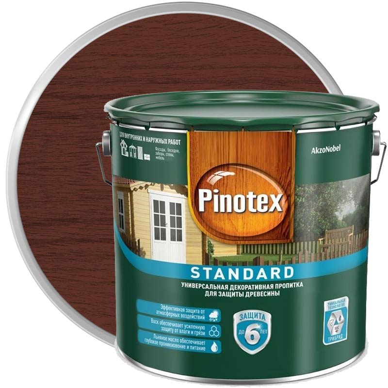Антисептик декоративный для дерева «PINOTEX Standard Красное дерево матовое» 2,7 л