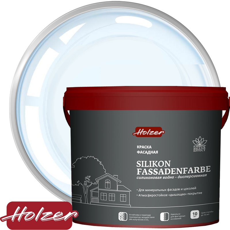 Краска фасадная силиконовая «Holzer SILIKON FASSADENFARBE» Бесцветная база C Матовая 0,9 л