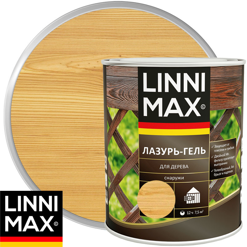 Антисептик лессирующий для дерева «LINNIMAX Лазурь-гель» Сосна Шелковисто-матовый 0,75 л