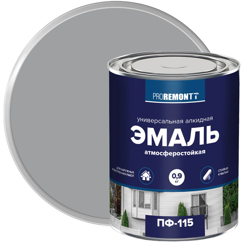 Эмаль ПФ-115 PROREMONTT Серая RAL 7004 глянцевая 0,9 кг