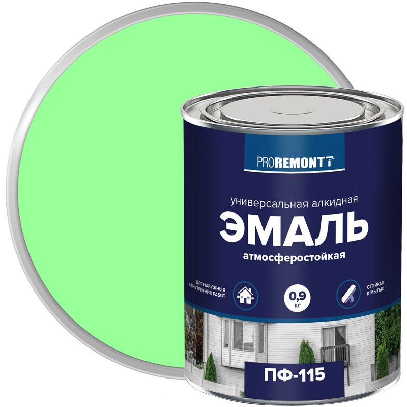 Эмаль ПФ-115 PROREMONTT Салатовая глянцевая 0,9 кг