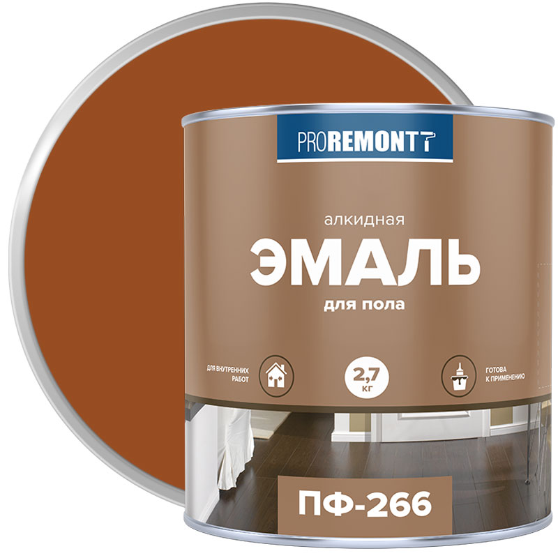 Эмаль для пола PROREMONTT ПФ-266 Желто-коричневая глянцевая 2,7 кг