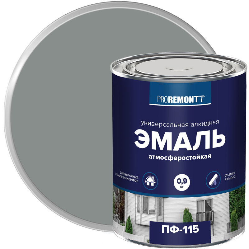 Эмаль ПФ-115 PROREMONTT Серая глянцевая 0,9 кг