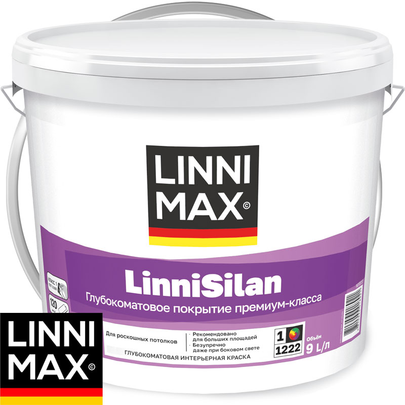 Краска интерьерная «LINNIMAX LinniSilan» Белая База 1 глубокоматовая 1,11 л