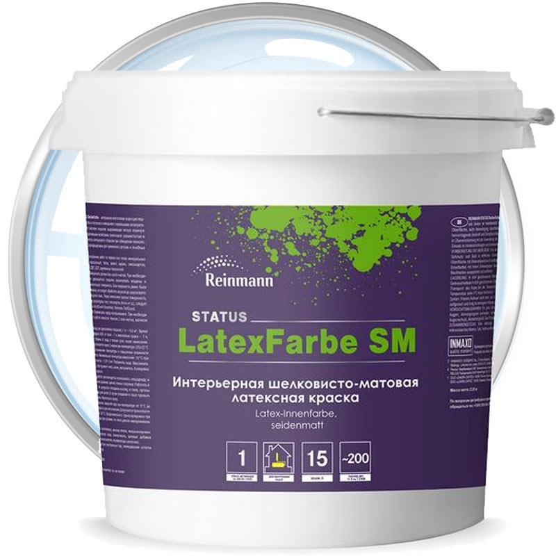 Краска интерьерная латексная «REINMANN Status LatexFarbe SМ Бесцветная шелковисто-матовая База C» 15 л