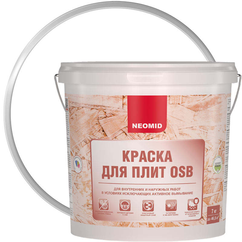 Краска фасадная для OSB-плит NEOMID Белая полуматовая 7 кг