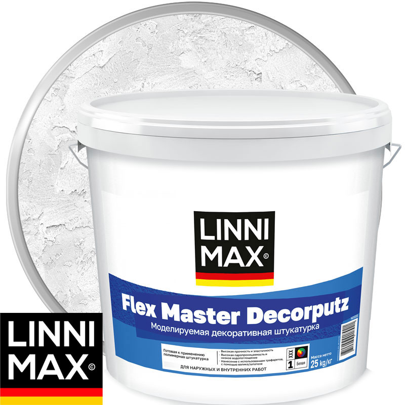 Штукатурка моделируемая декоративная акриловая LINNIMAX FLEX MASTER DECORPUTZ Белая база 1 25 кг