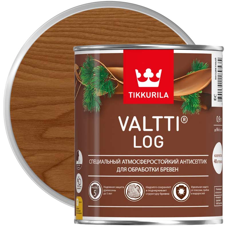 Антисептик декоративный для дерева «TIKKURILA Valtti Log Тик» 0,9 л