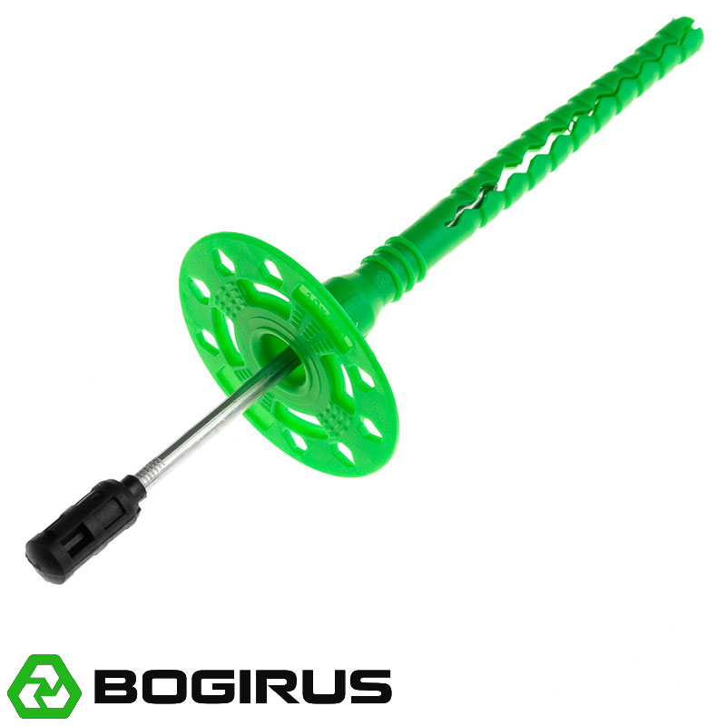 Дюбель для теплоизоляции BOGIRUS 10х140 мм с металлическим гвоздем с термоголовкой (500 штук)