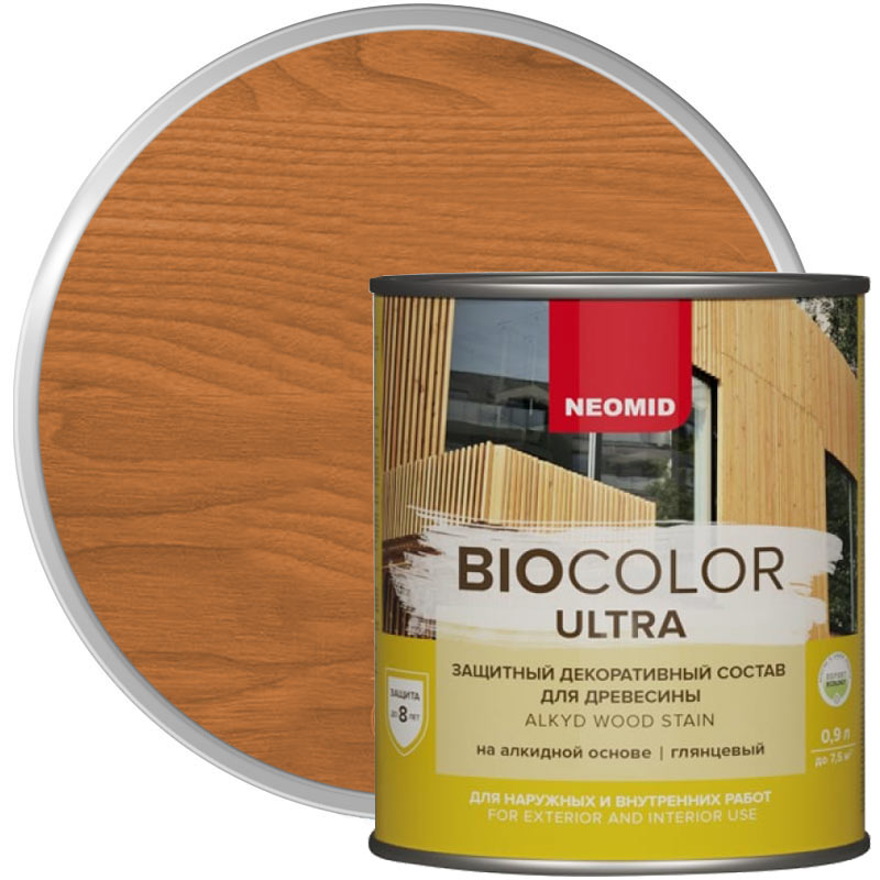 Антисептик декоративный для дерева «NEOMID Bio Color Ultra Орегон полуглянцевый» 0,9 л