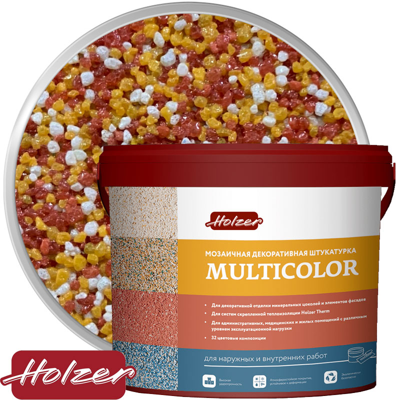 Штукатурка мозаичная акриловая «HOLZER MULTICOLOR M» M-13 25 кг