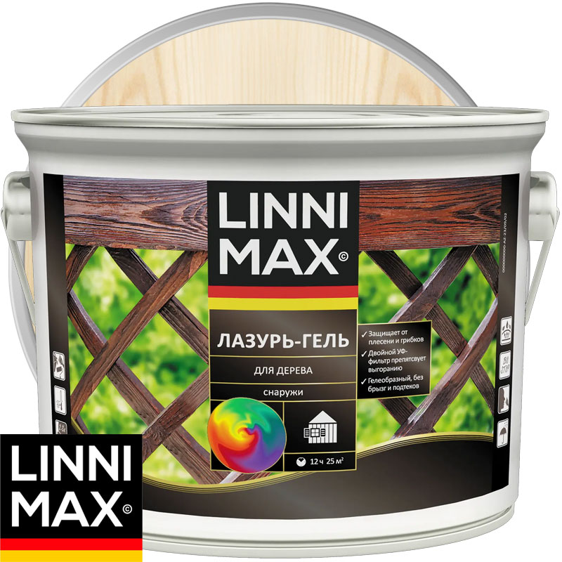 Антисептик лессирующий для дерева «LINNIMAX Лазурь-гель» Бесцветный Шелковисто-матовый 9 л