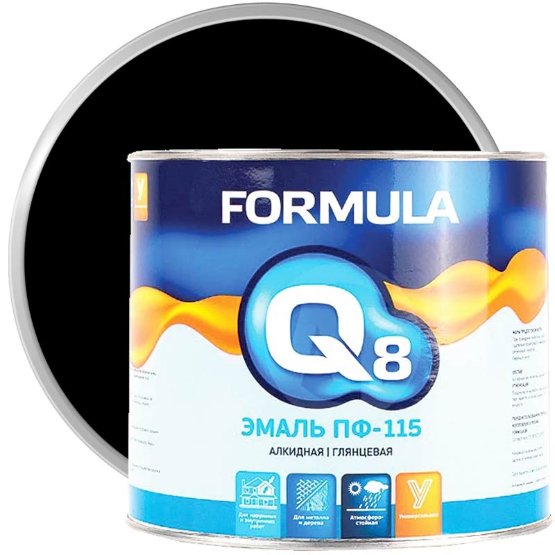 Эмаль ПФ-115 FORMULA Q8 Черная глянцевая 10 кг