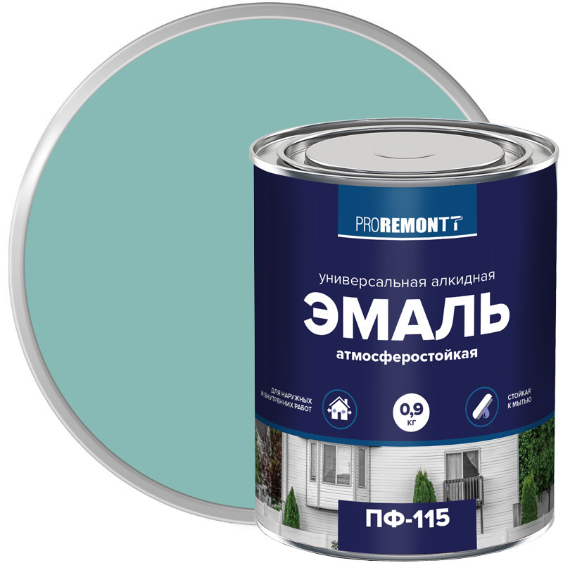 Эмаль ПФ-115 PROREMONTT Мятная RAL 6027 глянцевая 0,9 кг