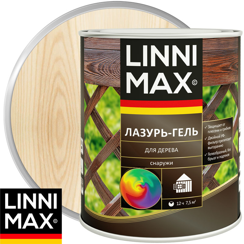 Антисептик лессирующий для дерева «LINNIMAX Лазурь-гель» Бесцветный Шелковисто-матовый 2,5 л