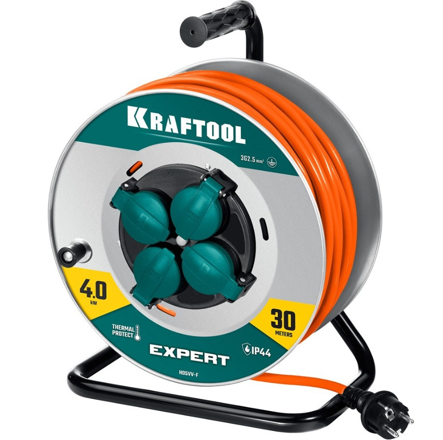 Удлинитель силовой Kraftool ПВС Expert 55089-30 3х2,5 мм2 30 м