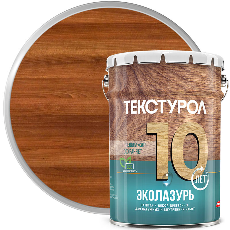 Лазурь водная с УФ-защитой для дерева «ТЕКСТУРОЛ ЭкоЛазурь Тик полуглянцевая» 3 л