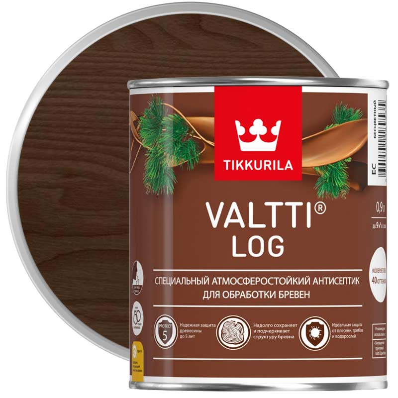 Антисептик декоративный для дерева «TIKKURILA Valtti Log Палисандр» 0,9 л
