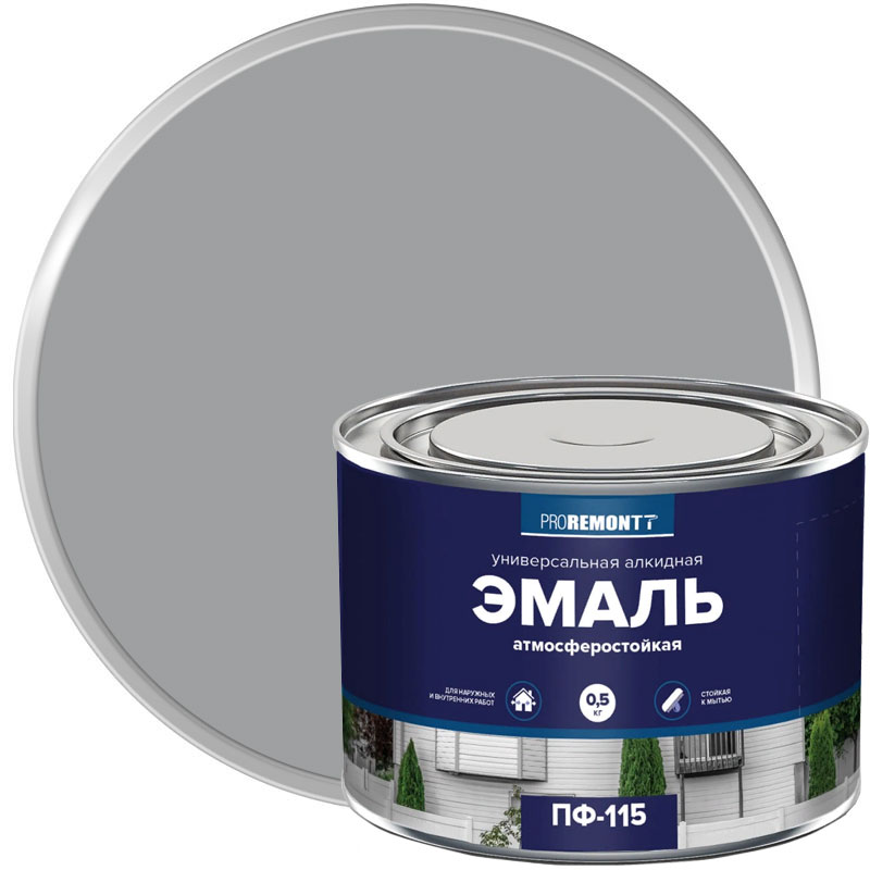 Эмаль ПФ-115 PROREMONTT Серая RAL 7004 глянцевая 0,5 кг