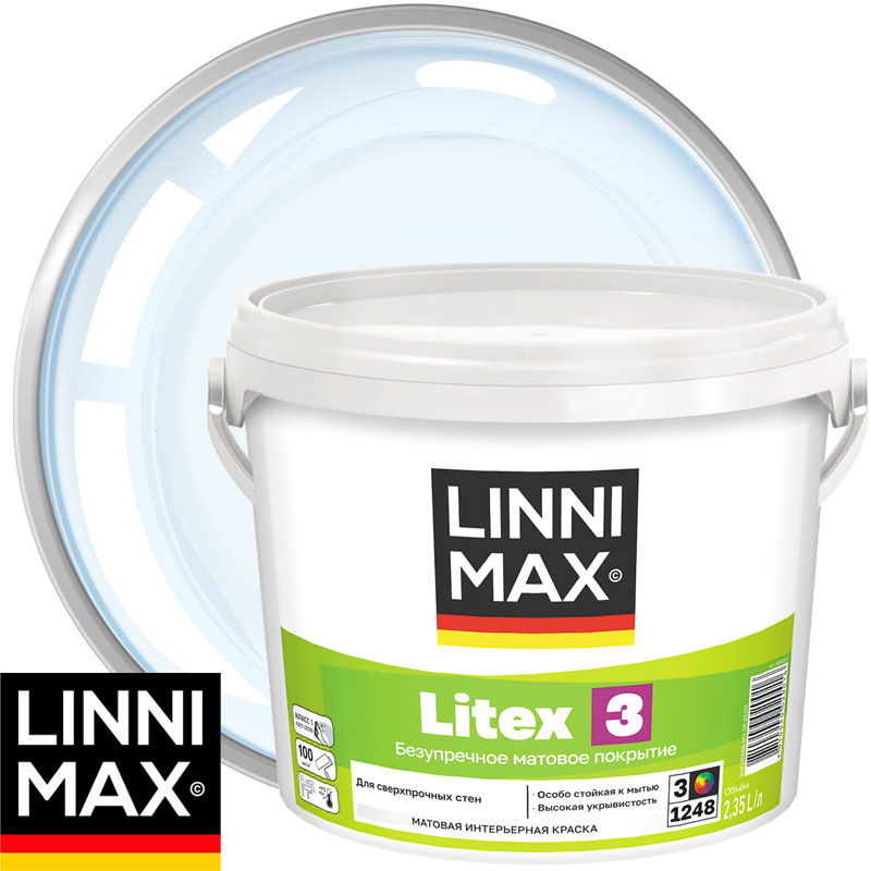 Краска интерьерная для внутренних работ «LINNIMAX Litex 3» База 3 Бесцветная матовая 2,35 л