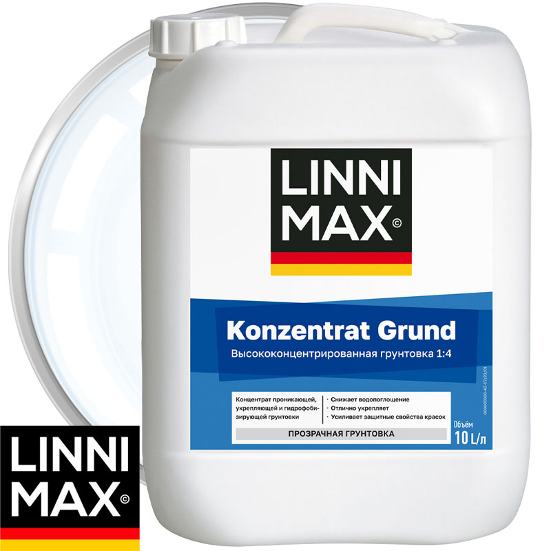 Грунтовка адгезионная глубокого проникновения «LINNIMAX KONZENTRAT GRUND» концентрат 1:4 10 л