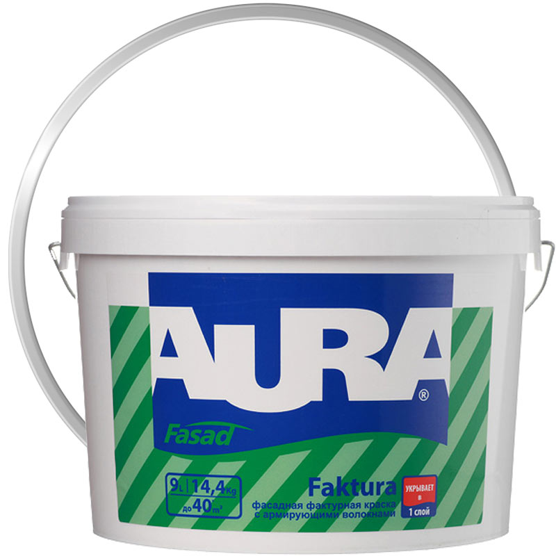 Краска фактурная акриловая «AURA Fasad Faktura Белая матовая База А» 9 л