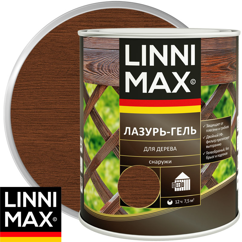 Антисептик лессирующий для дерева «LINNIMAX Лазурь-гель» Палисандр Шелковисто-матовый 2,5 л