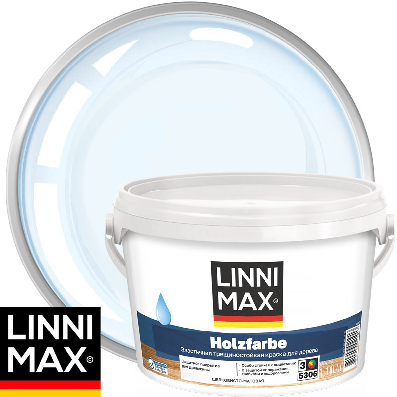 Краска акриловая по дереву «LINNIMAX HOLZFARBE» База 3 Бесцветная шелковисто-матовая 1,18 л
