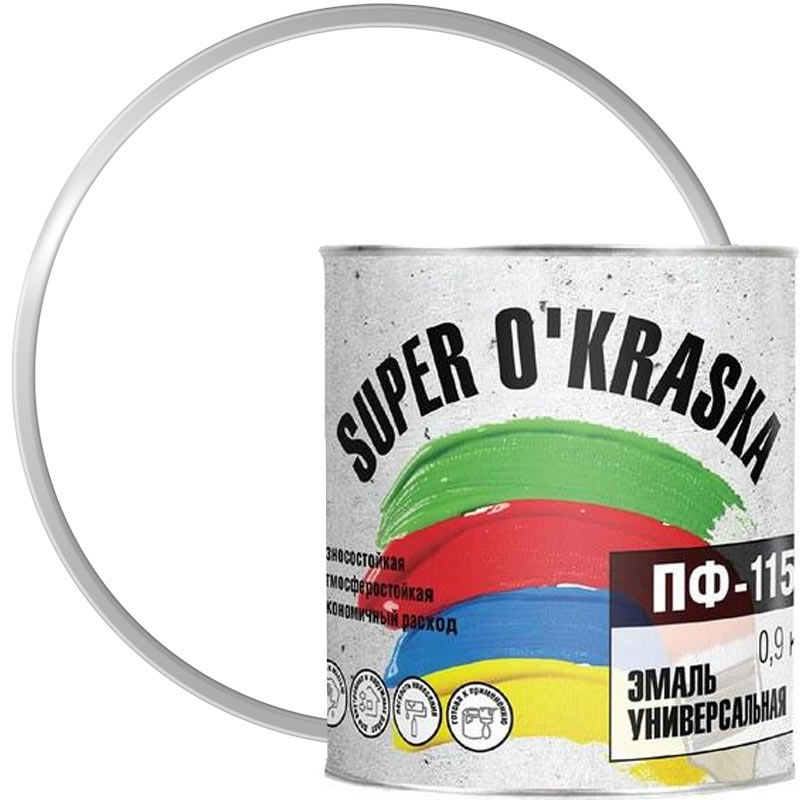 Эмаль ПФ-115 SUPER OKRASKA Белая матовая 0,9 кг