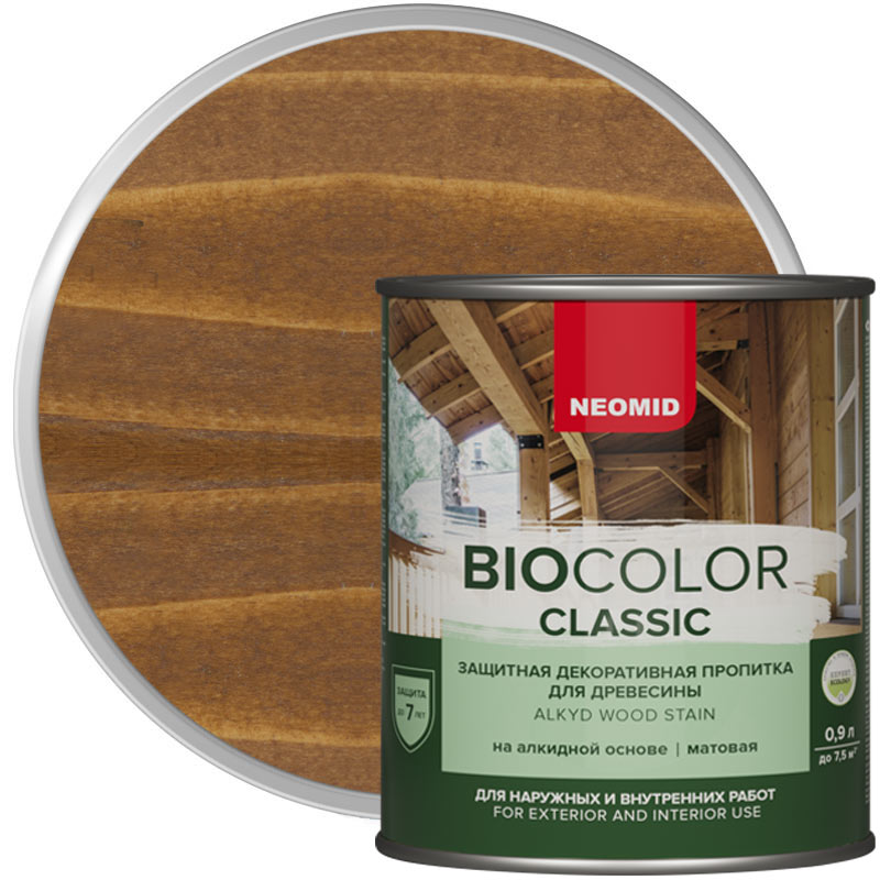Антисептик декоративный для дерева «NEOMID Bio Color Classic Дуб полуматовый» 0,9 л