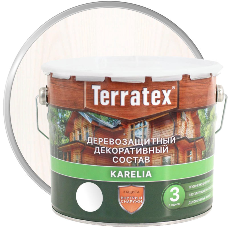 Антисептик декоративный для дерева «TERRATEX Белый» 9 л