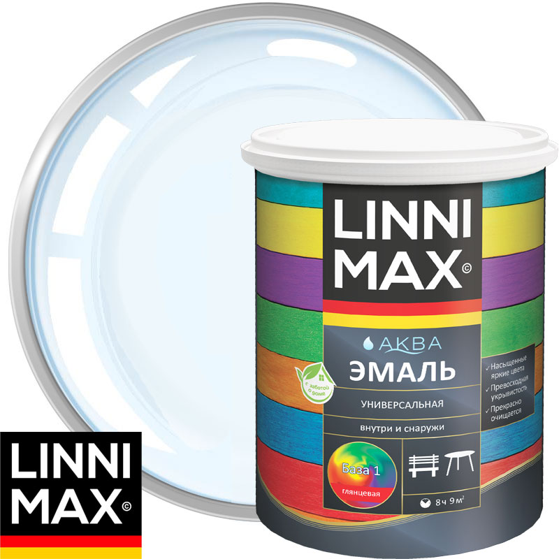Краска фасадная для дерева и металла «LINNIMAX Аква Эмаль» База 3 Глянцевая 0,85 л