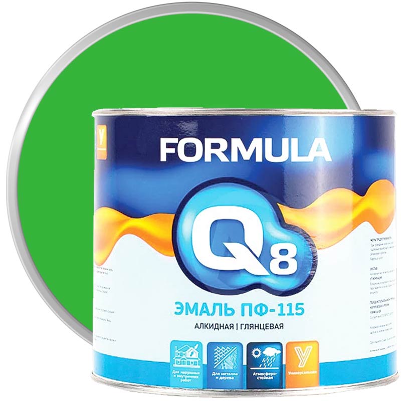 Эмаль ПФ-115 FORMULA Q8 Ярко-зеленая глянцевая 10 кг