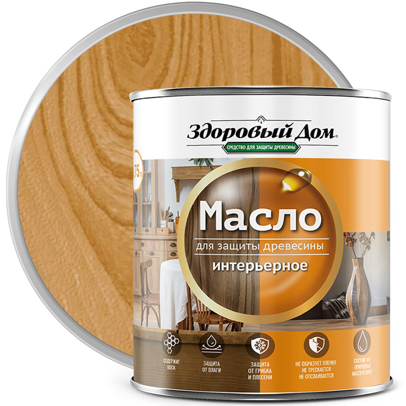 Масло интерьерное для дерева «Здоровый дом» Орех 0,75 л