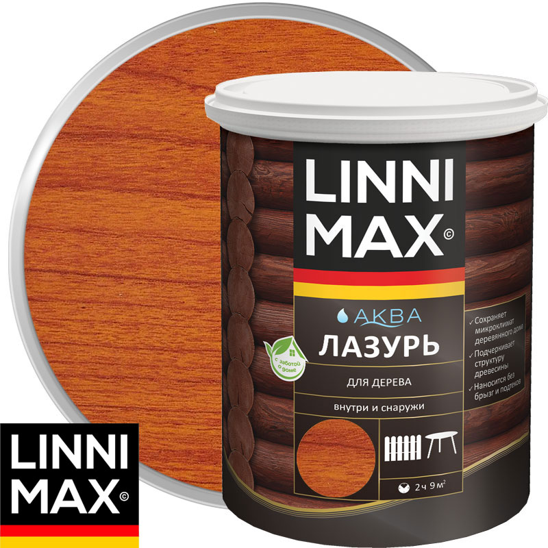 Антисептик лессирующий для дерева «LINNIMAX Аква Лазурь» Рябина Шелковисто-матовый 2,5 л