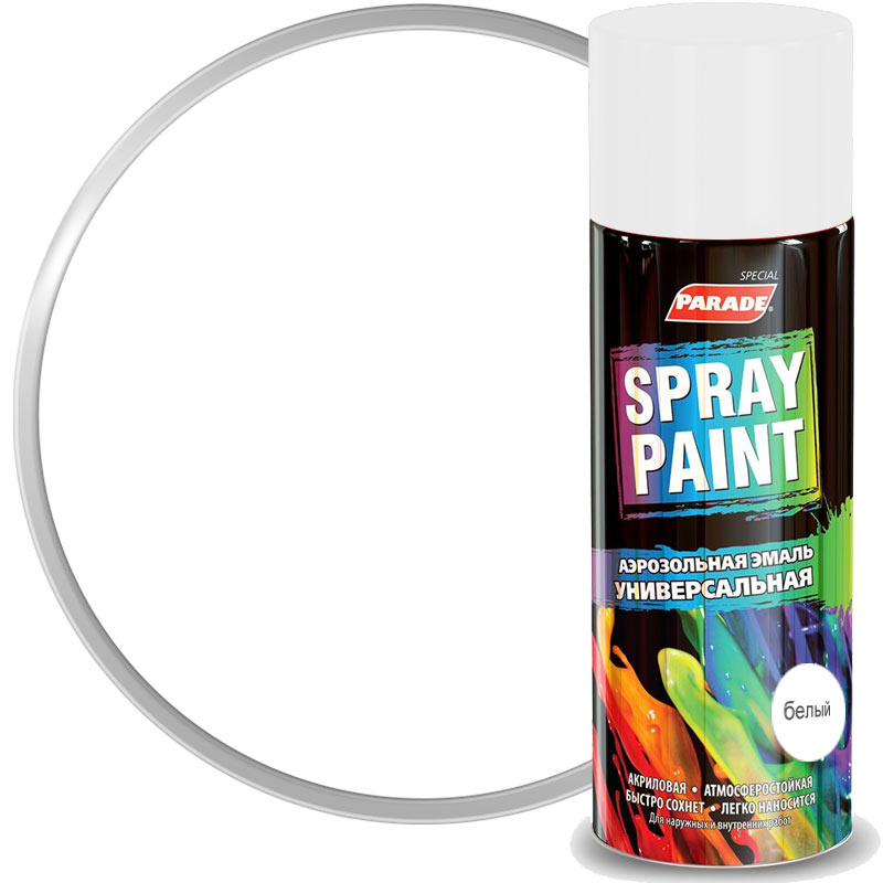 Эмаль аэрозольная PARADE Spray Paint Белая глянцевая 400 мл