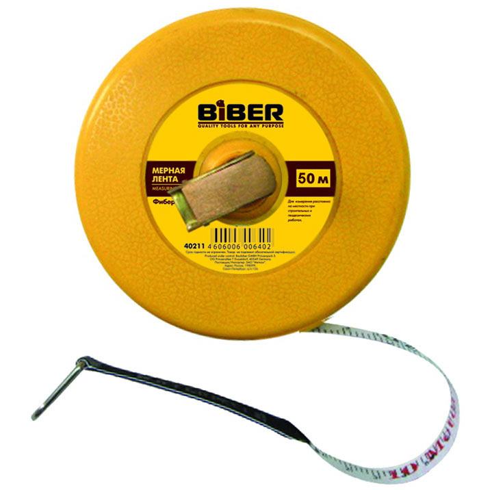 Мерная лента фиберглассовая BIBER 50 м